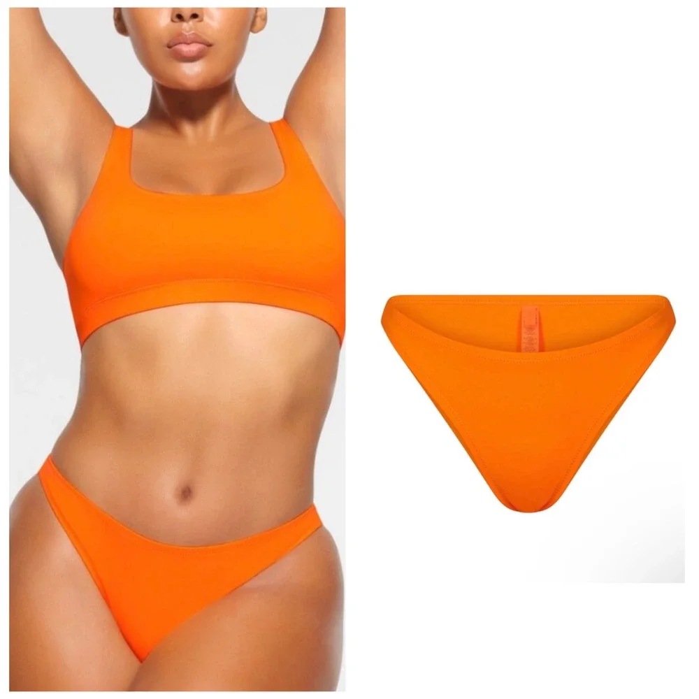 SKIMS Recycled Swim Mid Coverage Bottom Orange XL BB-BRF-3980‎ NEW